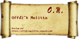 Offák Melitta névjegykártya